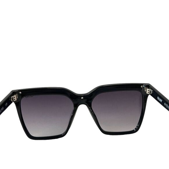 Quay Australia Level Up Bling Square Oversized Sunglasses Black Smoke 51MM - Picture 7 of 9